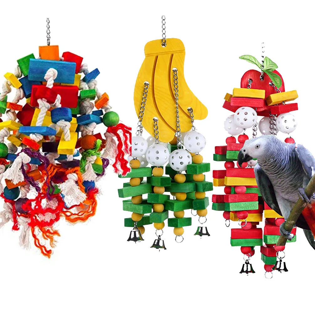 Bird Toys For Parrots Wooden Parrot Supplies Gray Parrot Birds Alex Sun Biting Stairs Swing Wood Bird Toy Swing Banana Bunches