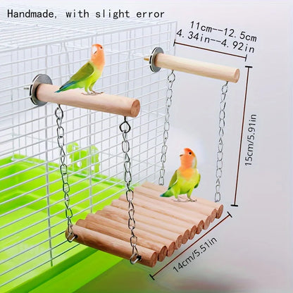 1pc Exquisite Handmade Bird Swing & Perch - For Small Caged Birds Chain Linked  Great for Cage Decor Promotes Exercise