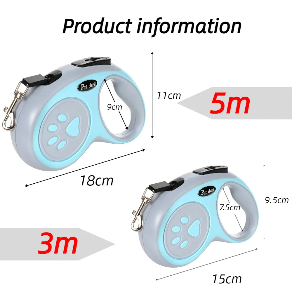 3/5M Dog Leash For Small Medium Large Dogs Cat Puppy Lead Extending Automatic Retractable Outdoor Walking Pet Labrador Supplies