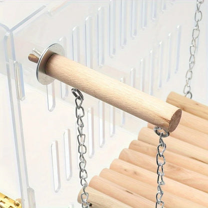1pc Exquisite Handmade Bird Swing & Perch - For Small Caged Birds Chain Linked  Great for Cage Decor Promotes Exercise