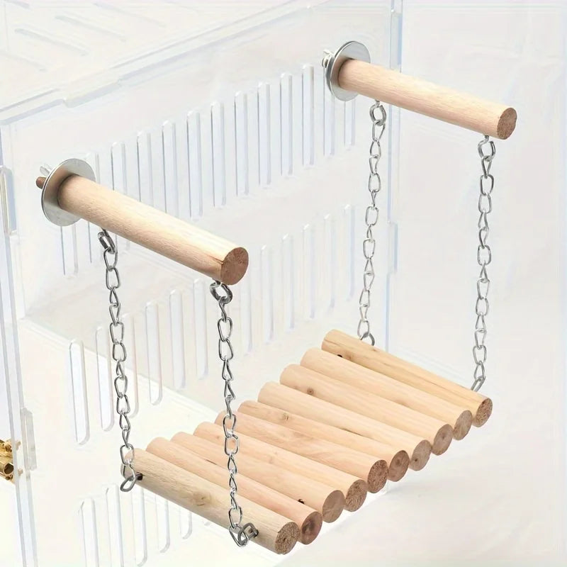 1pc Exquisite Handmade Bird Swing & Perch - For Small Caged Birds Chain Linked  Great for Cage Decor Promotes Exercise