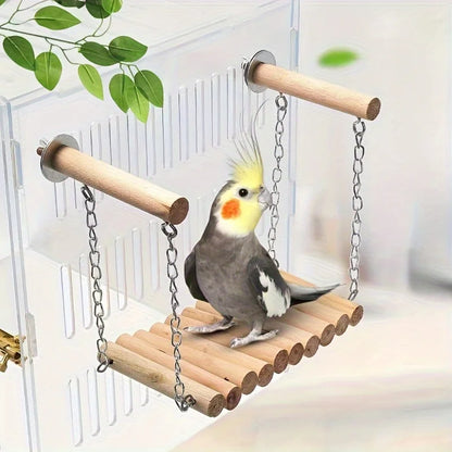 1pc Exquisite Handmade Bird Swing & Perch - For Small Caged Birds Chain Linked  Great for Cage Decor Promotes Exercise