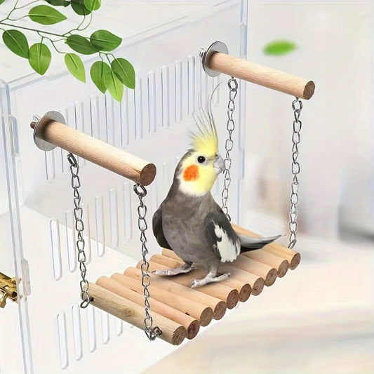1pc Exquisite Handmade Bird Swing & Perch - For Small Caged Birds Chain Linked  Great for Cage Decor Promotes Exercise